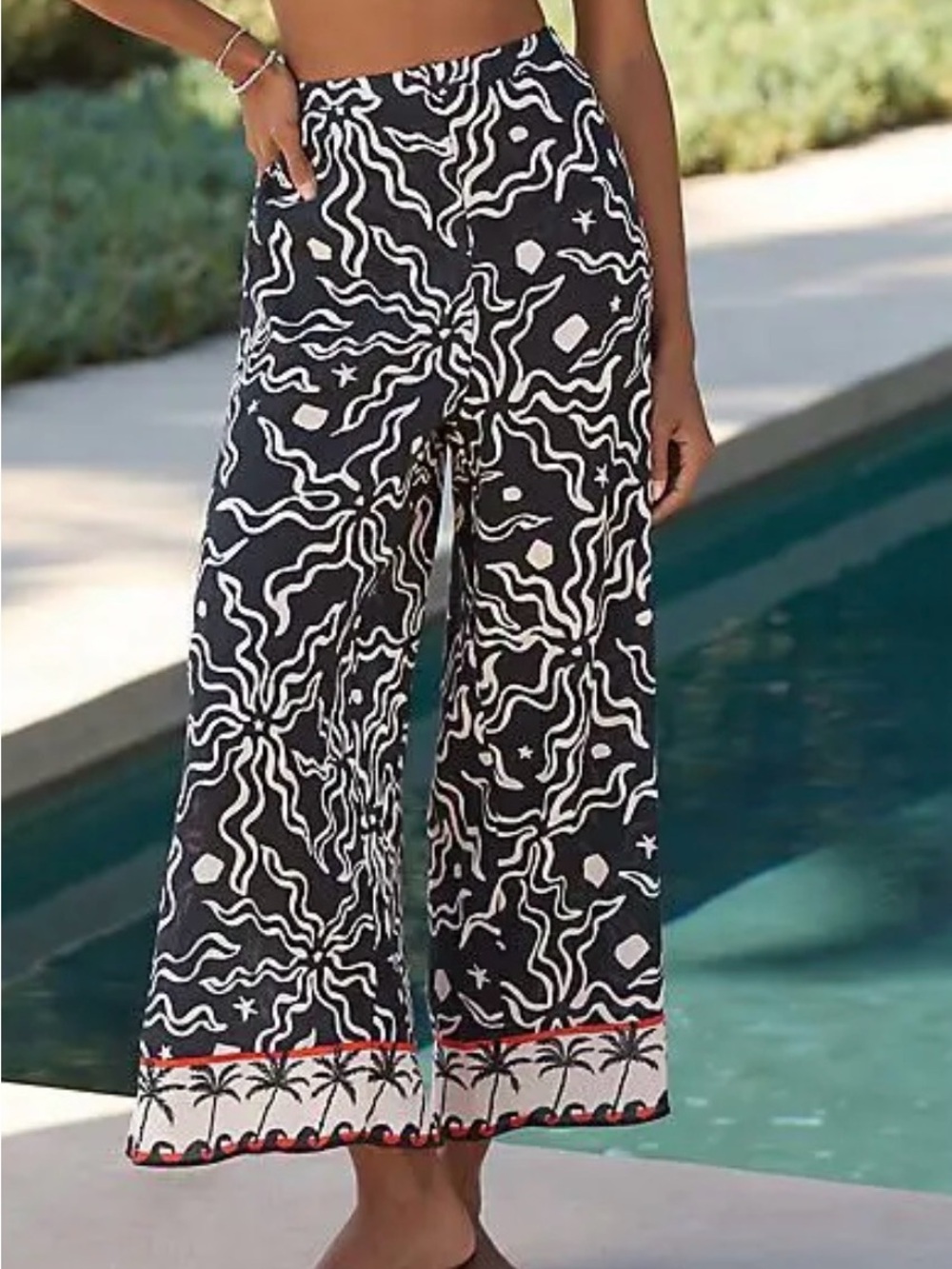 Sanctuary Black & White Patterned Women’s Joggers with Trim